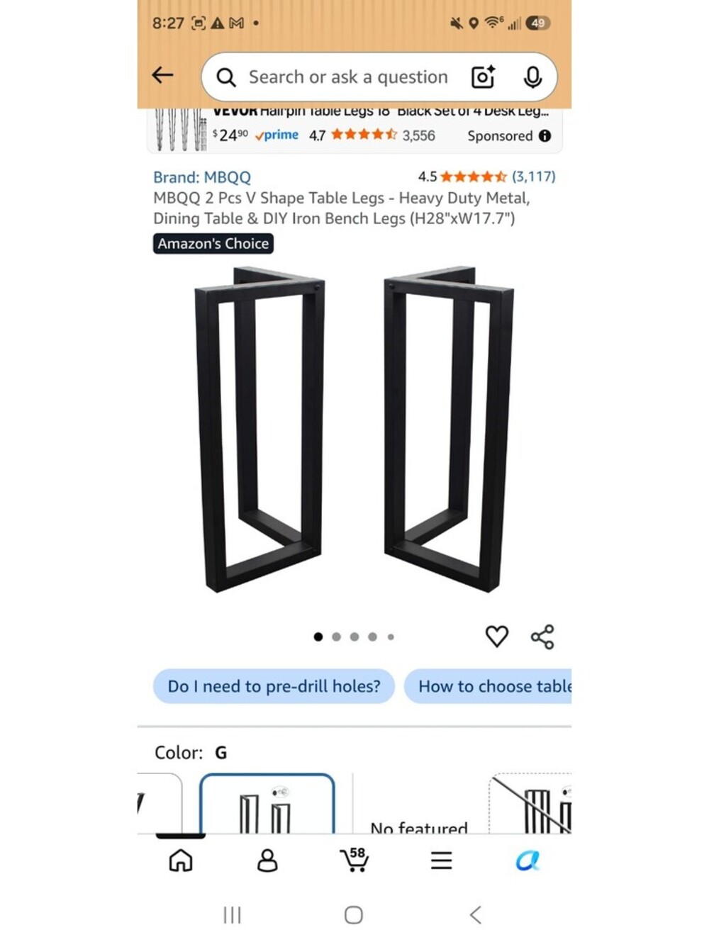 MBOO 2 Pcs V Shape Table Legs - Heavy Duty Metal Dining Table & DIY Iron Bench